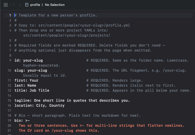 Templates for easy user and project creation